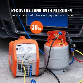 Refrigerant Recovery Tank, 30 LBS Capacity, 400 psi Portable Cylinder Tank with Y-Valve for Liquid/Vapor